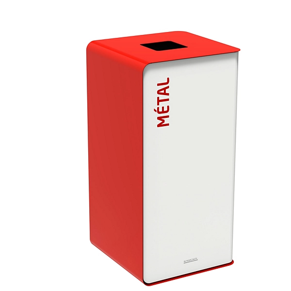ROSSIGNOL Borne de tri selectif 40 L sans serrure - Cubatri - tri metal - blanc / rouge signalisation 3020