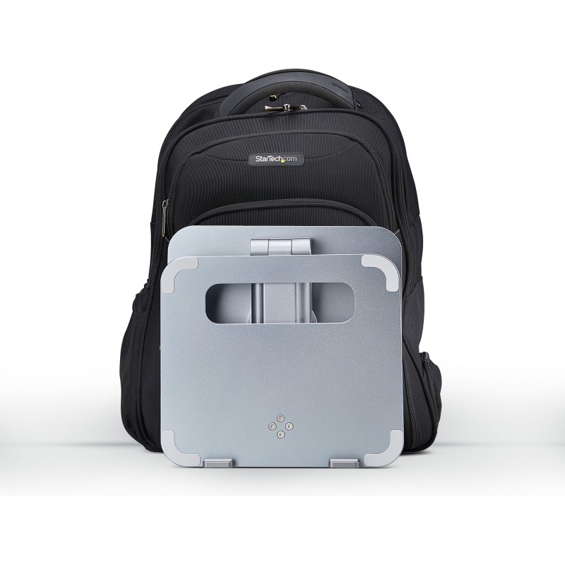StarTech.com Support Télescopique pour PC Portable, Base Pivotante à 360°, Support Rotatif pour Bureau, Hauteur et Inclinaison Réglables, Poids Max 5kg, Construction en Aluminium, Design Portable