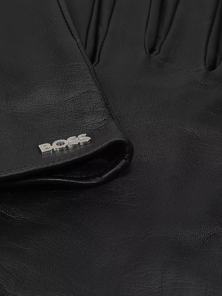 BOSS Lederhandschuhe schwarz