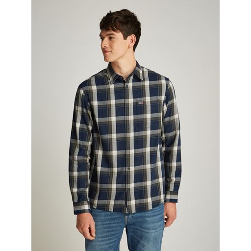 Tommy Jeans Check Flannel Skjorte, Dark Night Navy Check, XL