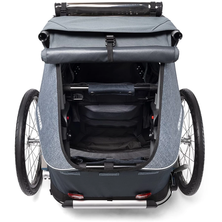 CROOZER Kinderfahrradanhänger  Kid Vaaya 1 Graphite blue inklusive Fußraumschutzwanne