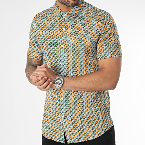 Chemise Manches Courtes Vert Beige