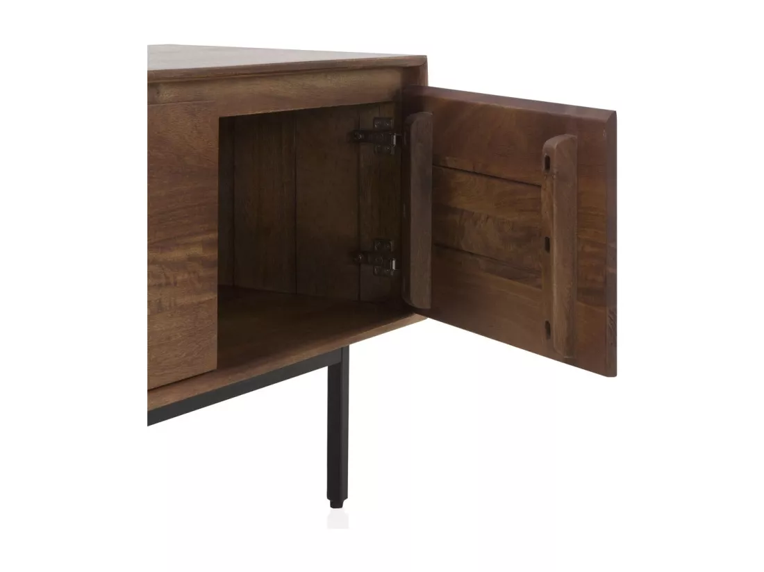 Buffet 3 portes en bois de manguier massif et base en métal