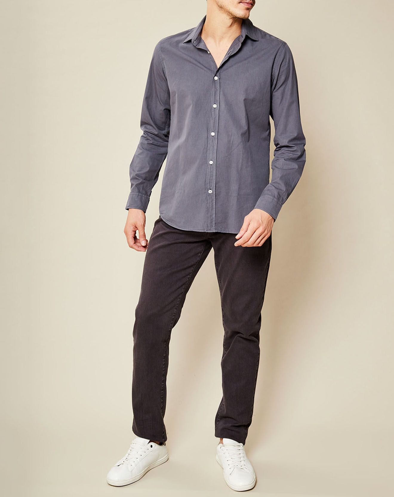 Hartford Chemise Slim Sammy Pat gris