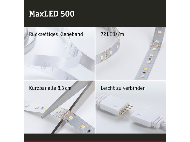 Paulmann MaxLED 500 LED Strip RGBW inkl. Adapterkabel 10 m Universal-Bandleuchte