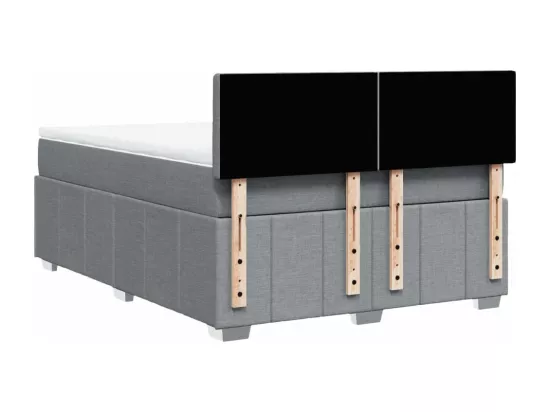 Sommier à lattes de lit avec matelas Gris clair 140x190cm Tissu