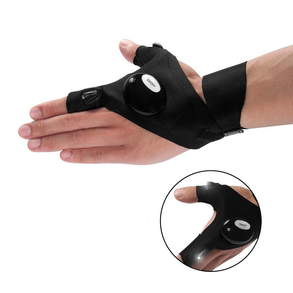 Dual LED Handschuh Taschenlampe Arbeitshandschuhe für Reparaturen / Angeln / Sport (inkl. 2x CR2016 Batterien) - Linke Hand