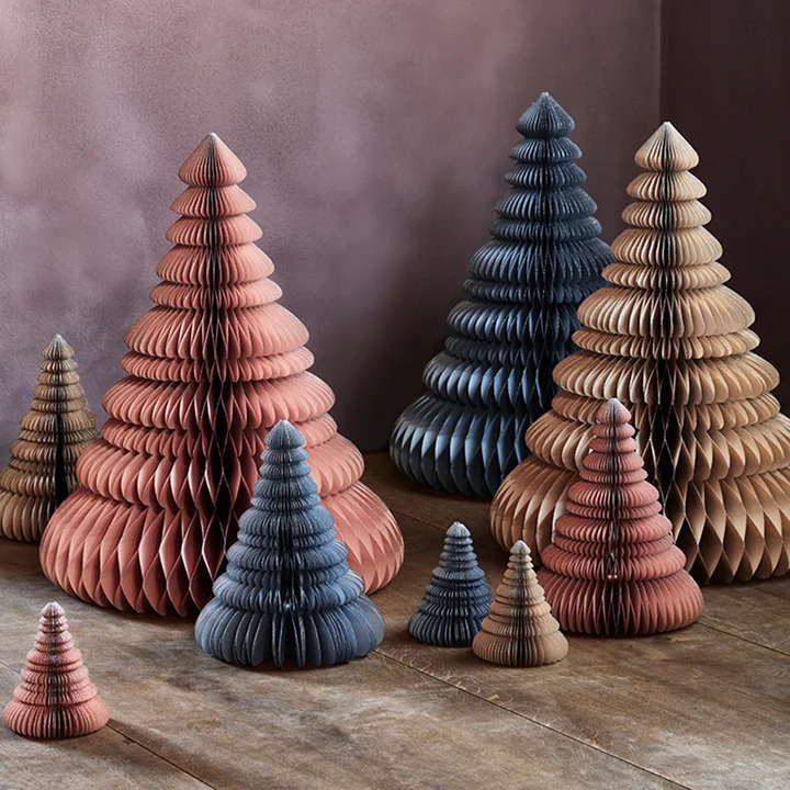 Broste Copenhagen - Paper Christmas Tree Dekoration, Ø 13 x H 15 cm, pompeian red