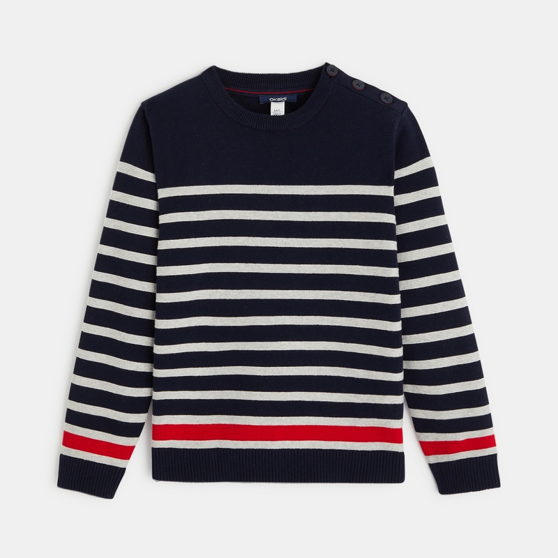 Pull marin en tricot bleu garçon