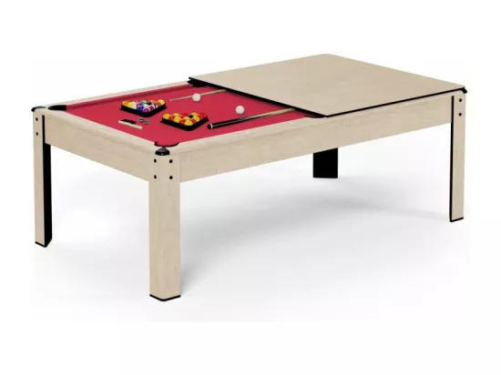 Billard Américain convertible table 6places KITBILL 6Ft - 206,5 x 116,5 x 80 cm Plateau dînatoire et accessoires inclus - Beige