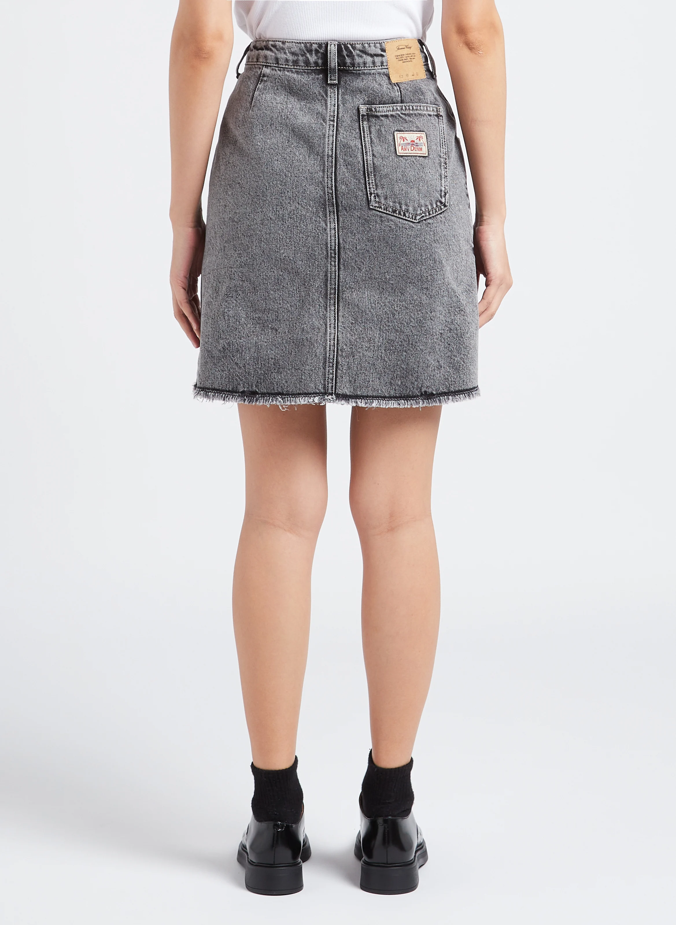YOPDAY-B - Jupe courte droite en coton | Gris
