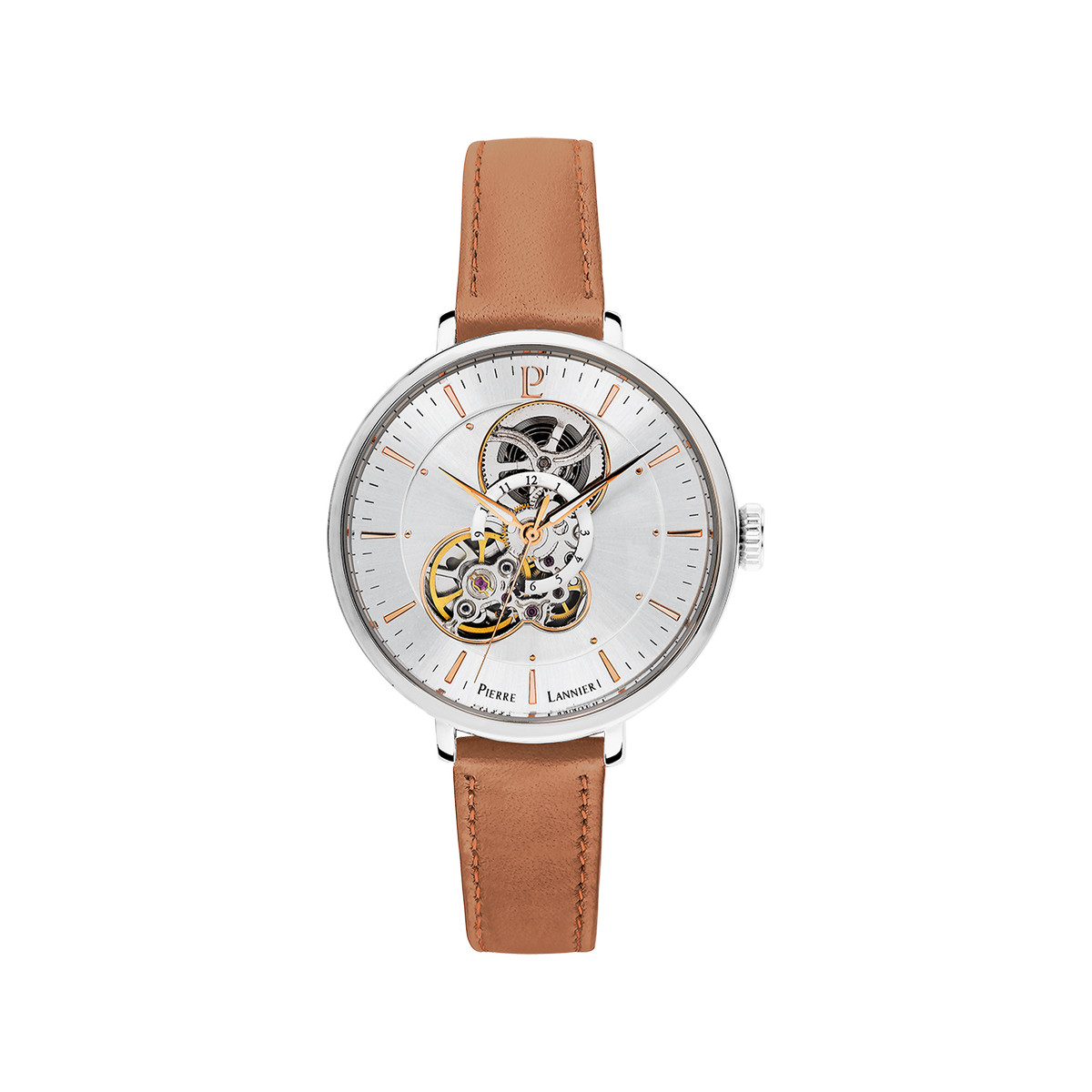 Montre PIERRE LANNIER Melodie homme automatique   bracelet cuir marron