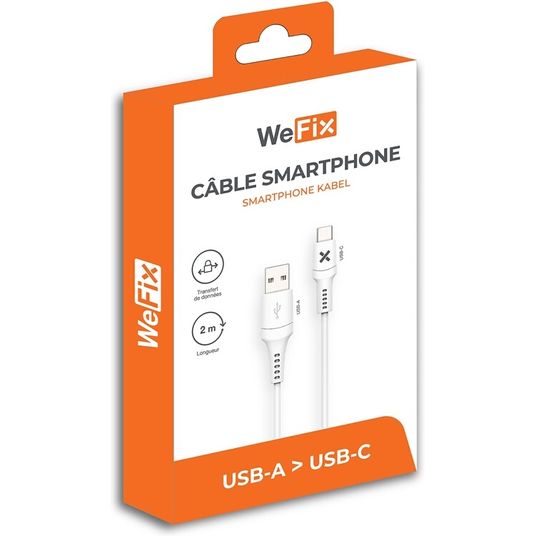 Câble téléphone portable Wefix Câble USB-C 2M Blanc