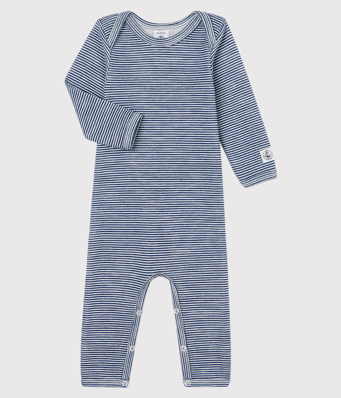 Body jambes longues à rayures bébé en laine et coton