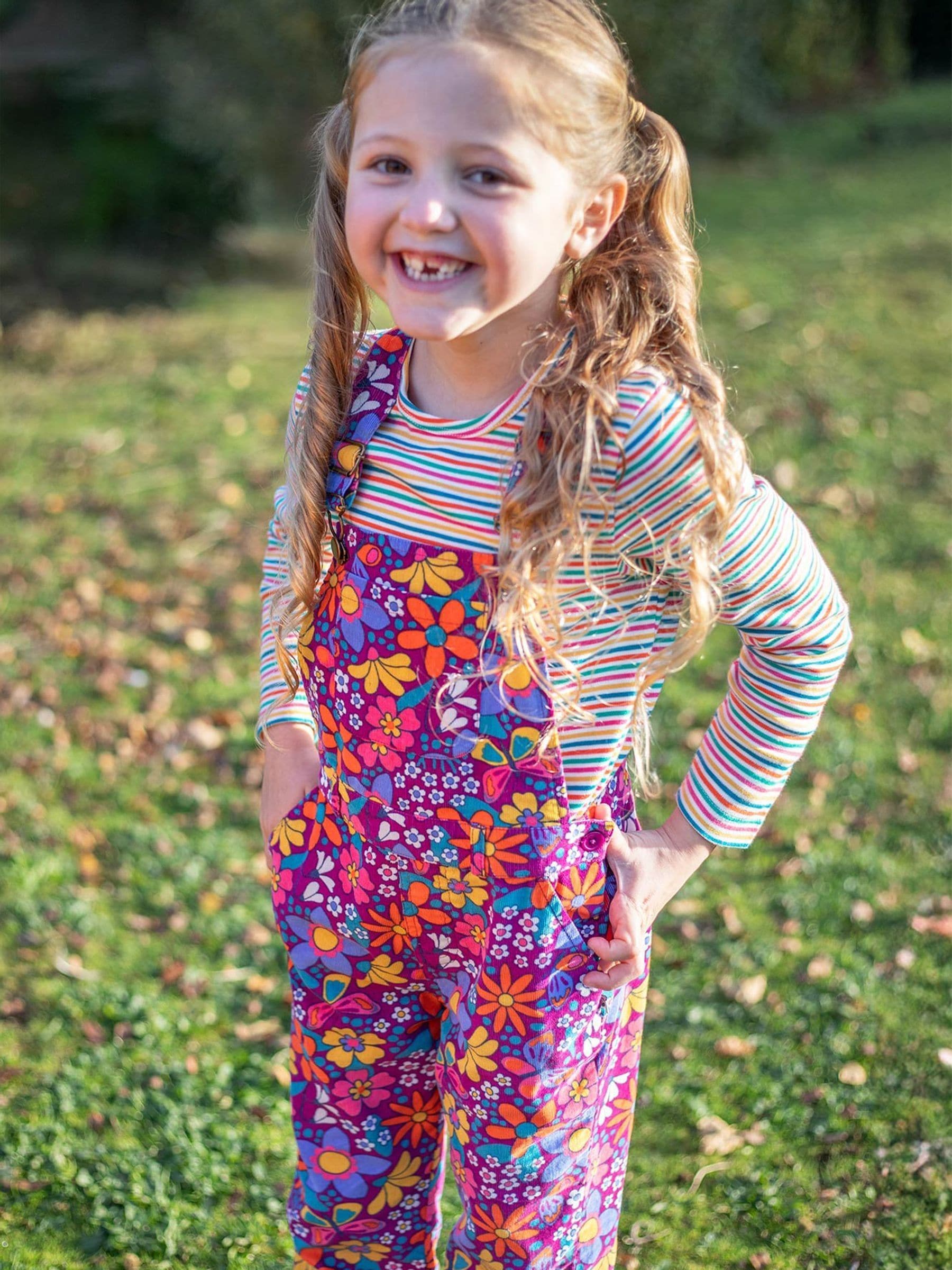 Frugi Purple Frida Flared Dungaree