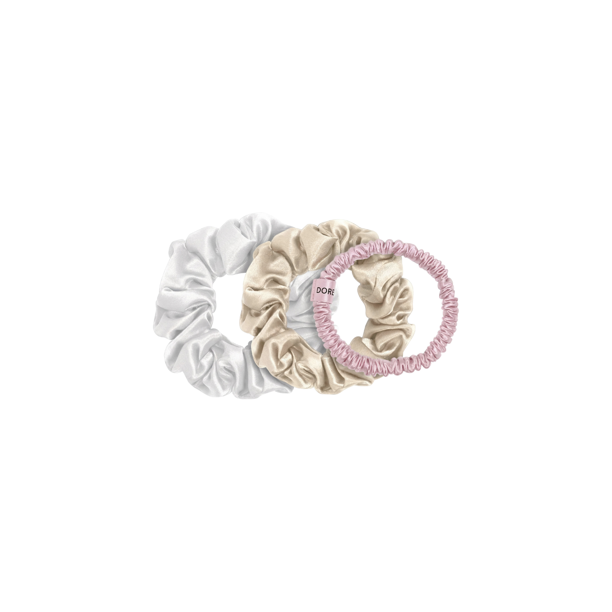 Scrunchie Set 3/2/1cm Pink, Champagne & White Multi