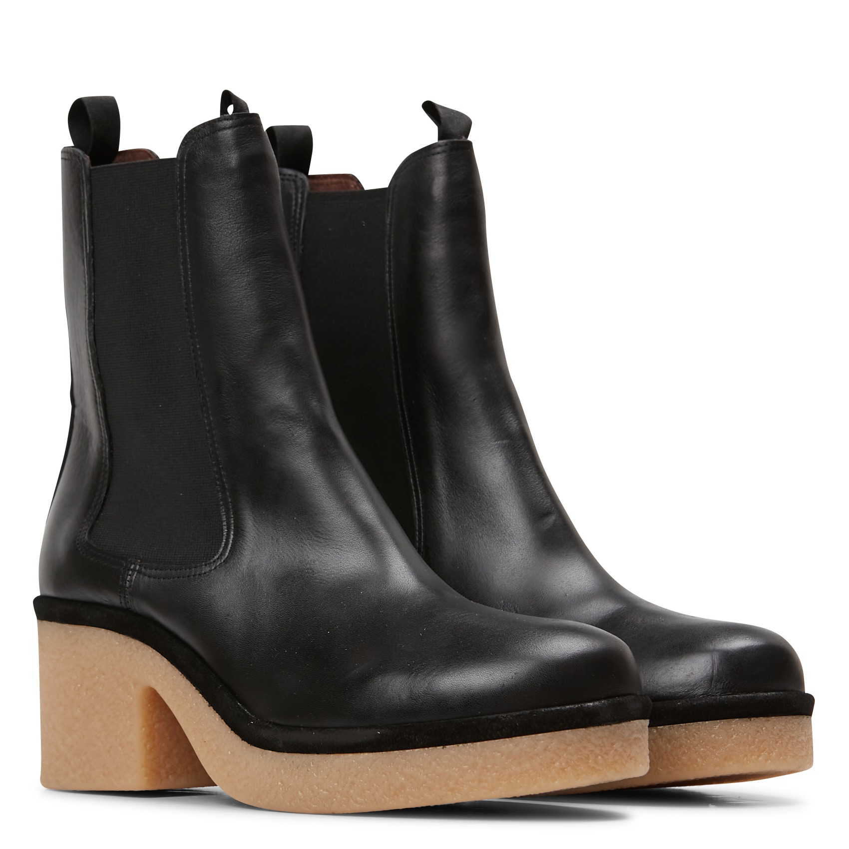 LAURELL - Bottines à talon en cuir lisse | Noir