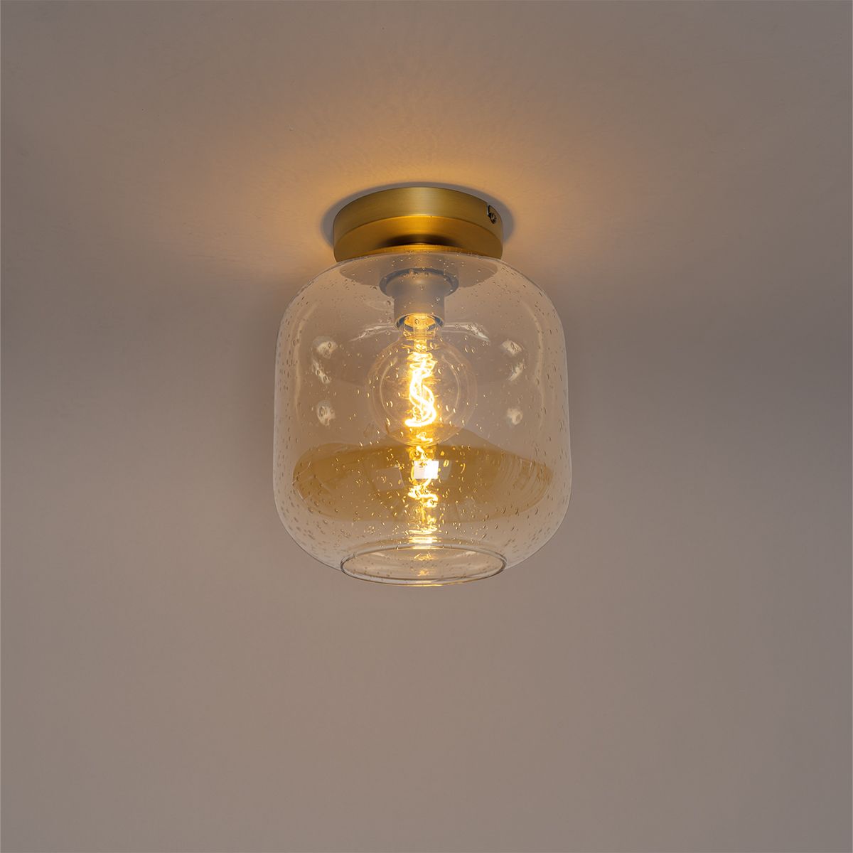 Smart plafondlamp messing en amber glas incl. Wifi G95 - Zuzanna