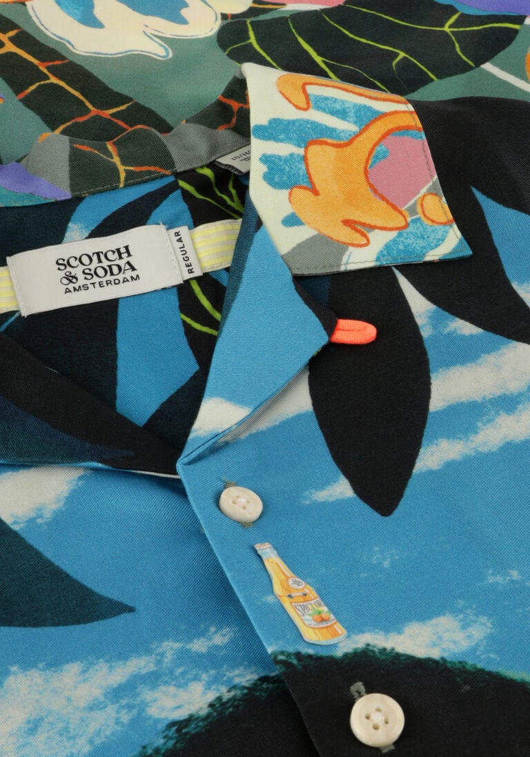 SCOTCH & SODA blauwe scotch & soda polo tennis placement print short sleeve tencel