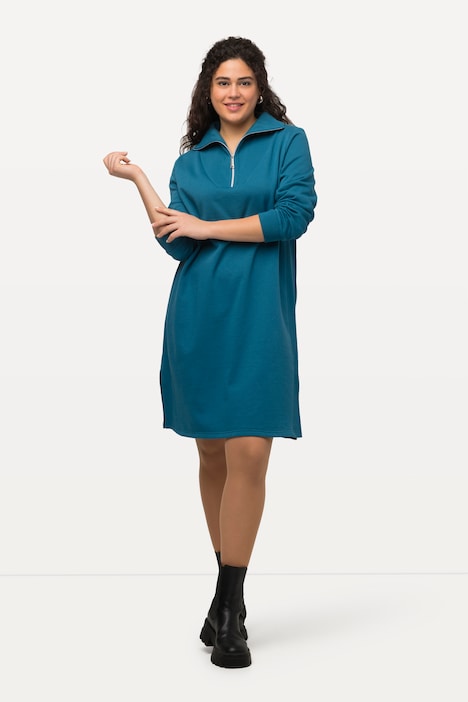 Sweatkleid, Troyerkragen, Reißverschluss, Langarm