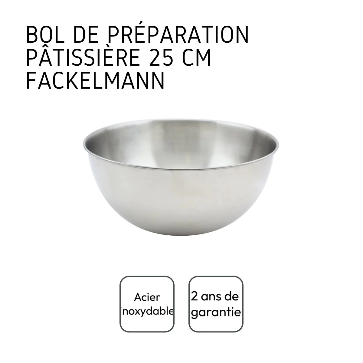 Bol à mixer en inox de 25 cm de diamètre Basic Fackelmann