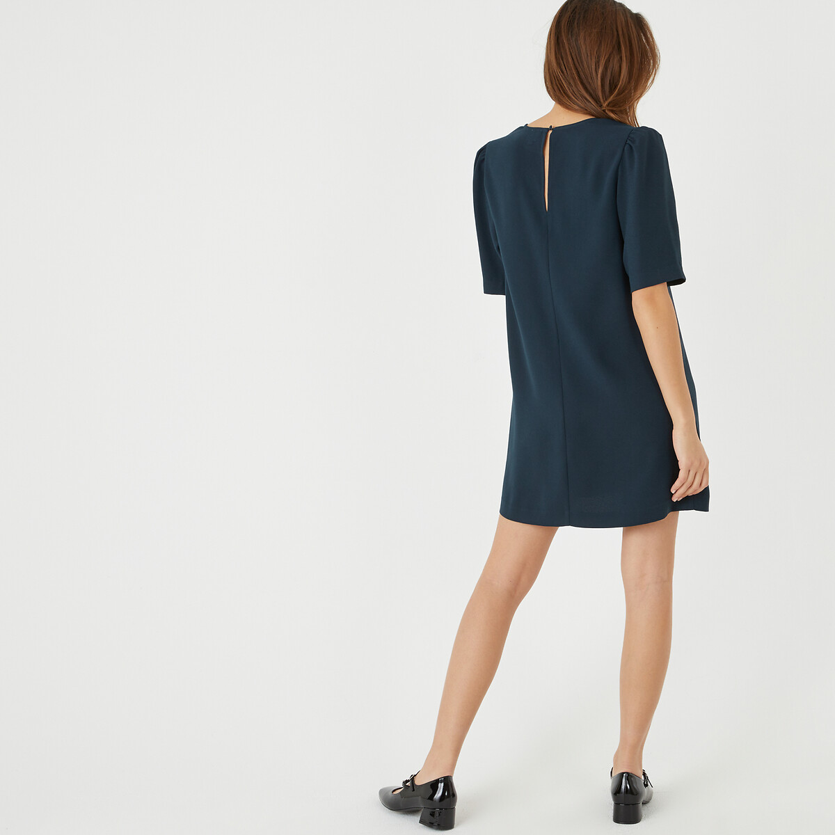 COLEÇÃO LA REDOUTE<br>Vestido curto reto com decote em V