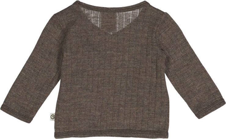 Müsli by Green Cotton Woolly rib l/s cardigan Walnut melange