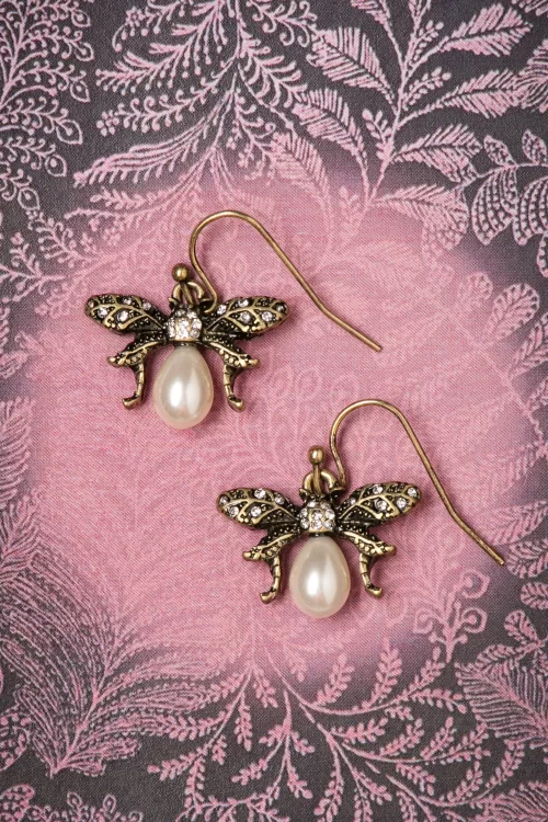 Lovely Bumble Bee parel oorbellen in goud