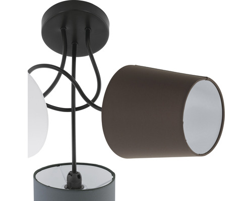 Plafondlamp 3-lichts Ø 59 cm Almeida antraciet/wit/bruin