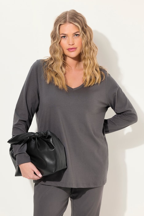 Shirt, Slim, V-Ausschnitt, Langarm