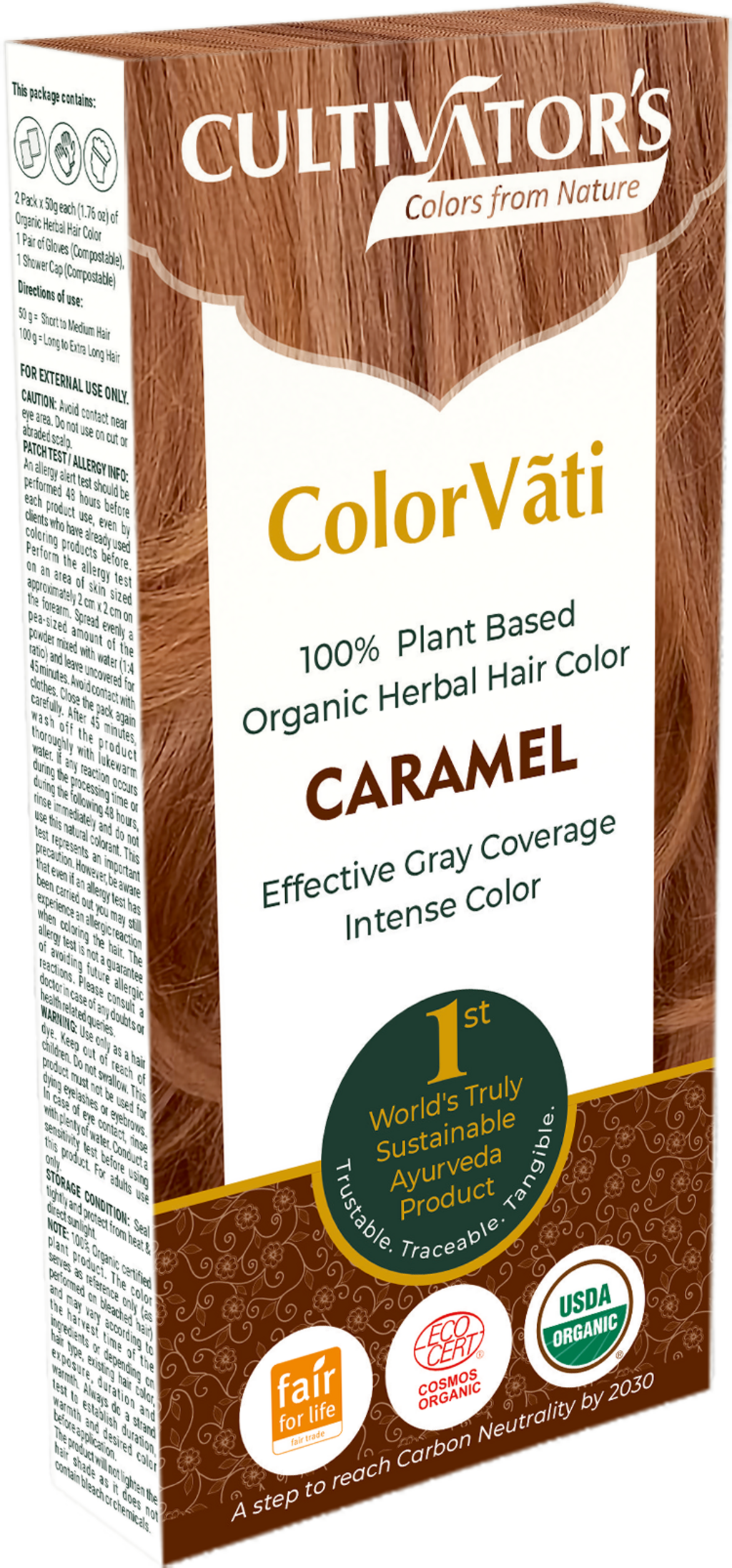 CULTIVATOR'S  ColorVãti Organic Herbal Hair Color - 09 Caramel, 100 g