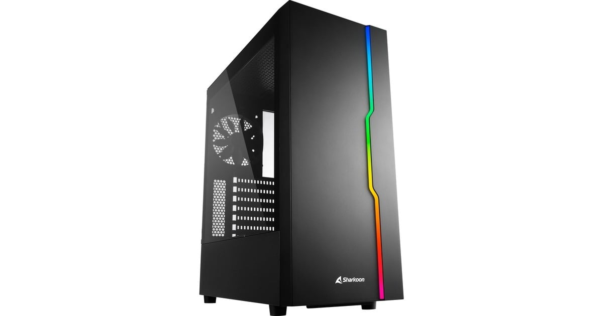 SharkoonRGB Slider midi tower behuizing  (Zwart | 3x USB-A | RGB | Tempered Glass)