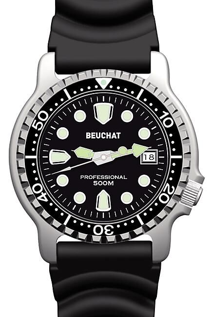 BEUCHAT MONTRE - MONTRE LUMITECH 500M QUARTZ BRACELET CAOUTCHOUC