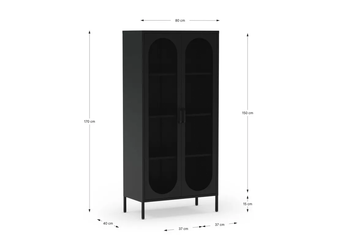 Zio - Vaisselier 2 portes en métal H170cm - Beige