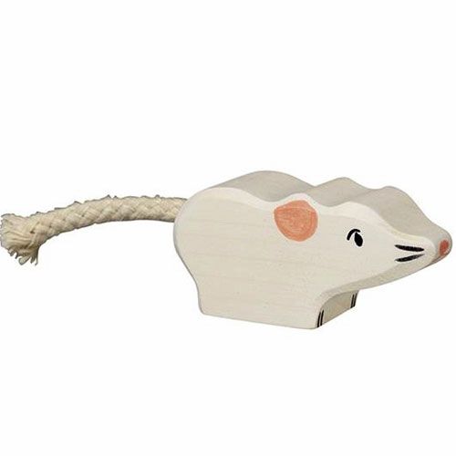 Holztiger witte muis 5 cm