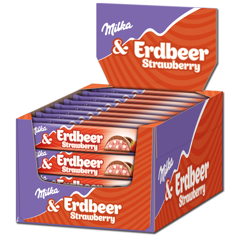 36 x 36,5g Milka & Erdbeer Strawberry - Schokoriegel Erdbeere MHD:22.5.25