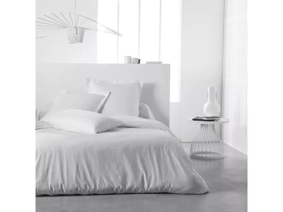 Housse de couette lisse 100% coton, qualité 144 fils. Blanc 240x220cm