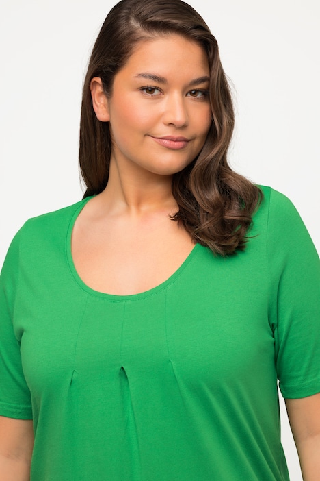 T-Shirt, Zierfalten, A-Linie, Rundhals, Halbarm, Modal