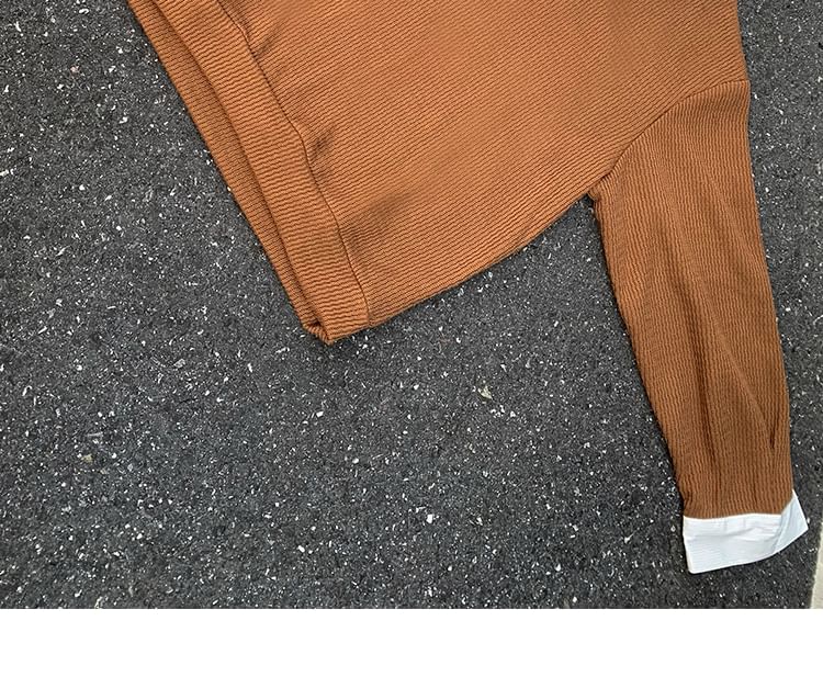 Omozando - Mock tweedelig V-hals sweatshirt met kraag