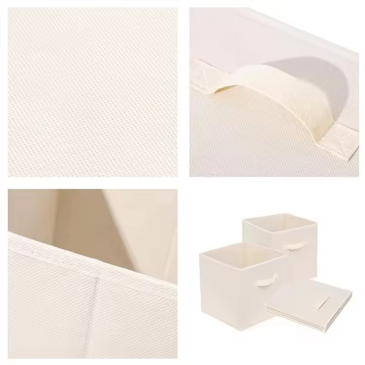 (27x28cm) Home Organizer Box Faltbarer Deko Aufbewahrungs Korb mit Griff für Spielzeug / Accessoires - Beige