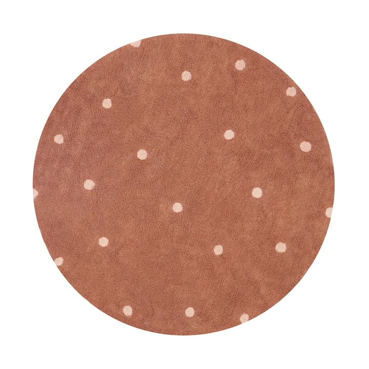 Lorena Canals - Round Dot Teppich, Ø 140 cm, chestnut / rose