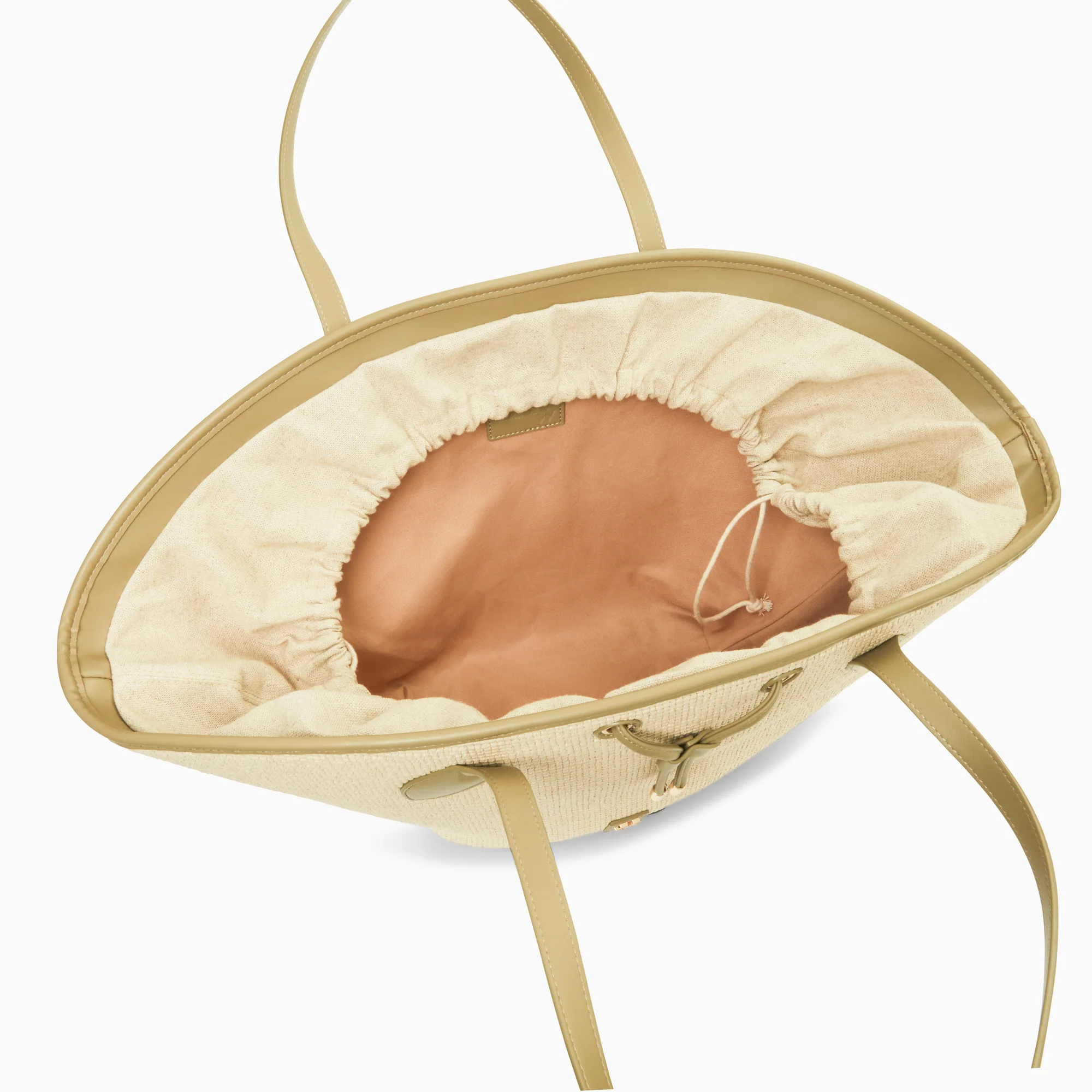 Sacs-Panier oversize Vivienne en raphia beige à détails kaki