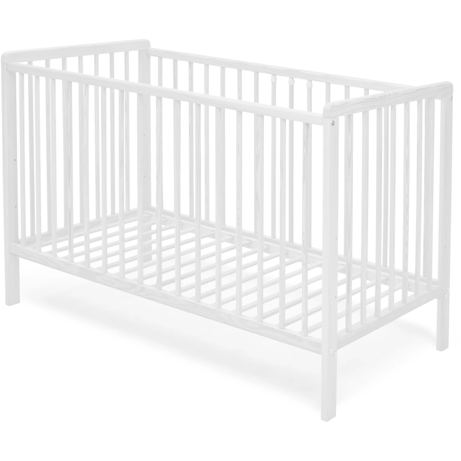 Kids Collective Babybett Gitterbett 60x120 höhenverstellbar & herausnehmbare Sprossen weiß mit Matratze
