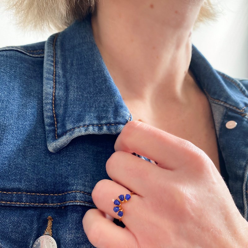 Bague ajustable en argent 925 Lapis Lazuli