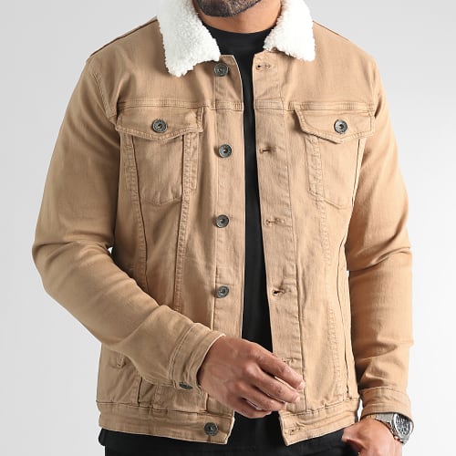 Veste Jean Col Fourrure 1887 Denim Camel