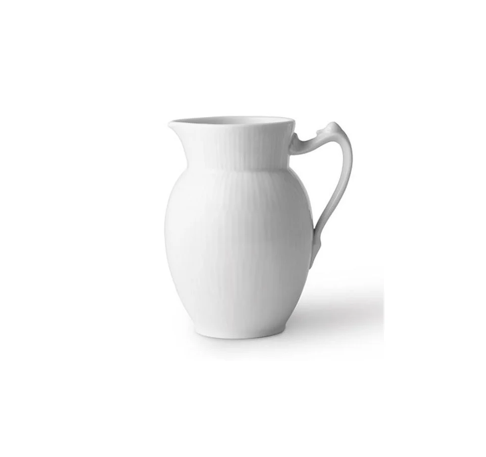 Royal Copenhagen  Hvid riflet kande - 38 cl.