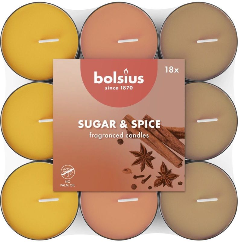 Bolsius - Geurtheelicht - 18 stuks per verpakking - Sugar & Spice