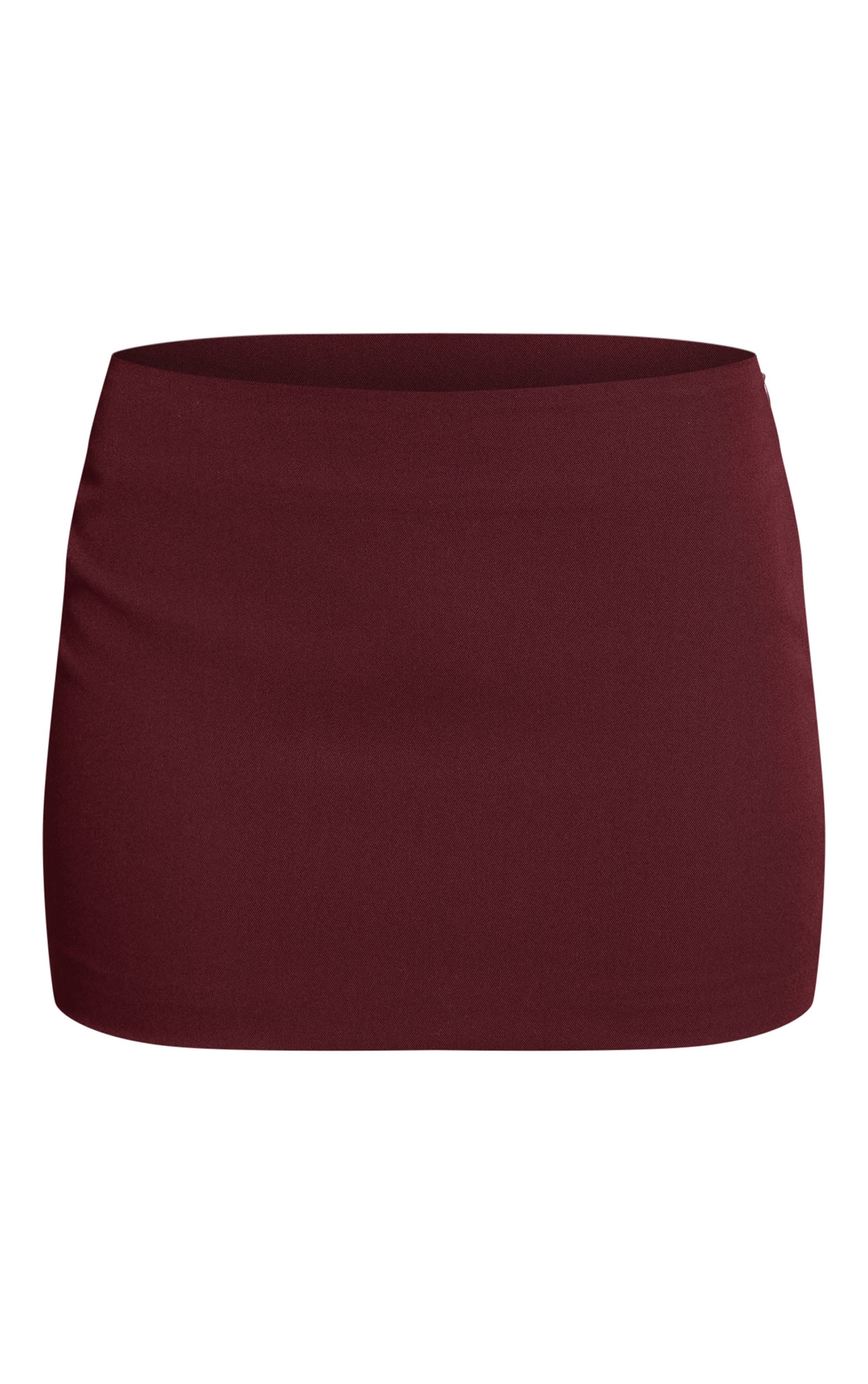 Rouge Vin Mini-jupe Ajustée En Sergé