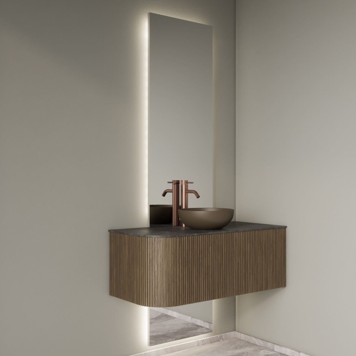 Gliss Design Celeste spiegel tweedelig rechthoekig 50x165cm met handsensor