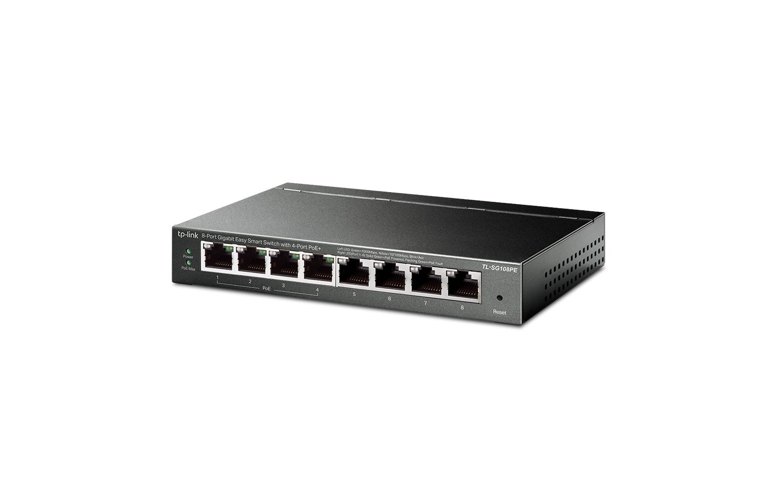 PoE+ Switch TL-SG108PE 8 Port8-Port Gigabit Easy Smart Switch mit 4-Port PoE+